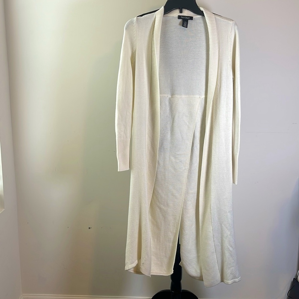 WHBM Long Cream Cardigan Sweater Size XS